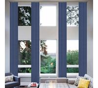Lot de 2 rideaux occultants extra longs de 4 m à isolation thermique en toile de jute mélangée pour un maximum de contrôle de la lumière - Bleu de Delft