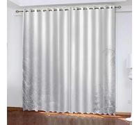 Lot De 2 Rideaux Occultants Isolants Thermiques Rideau Opaques Chambre Enfant A Oeillet 3D Blanc Simple Rideau Occultant Thermiques pour Salon Et Chambre - 150 X 166 Cm -7U0L-E5C