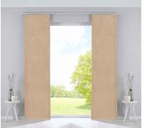 Lot de 2 Rideaux occultants Milano en Velours Opaque avec Barres lestées 100% Polyester Sable 245 x 60 cm