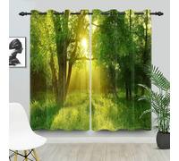 Lot de 2 Rideaux occultants Motif forêt ensoleillée et Paysage Naturel pour fenêtre, Chambre, Cuisine, intérieur WxH/2x100x235cm