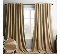 lot de 2 rideaux occultants Opaques Rideau de velours Rouleau à fronces Passage de tringle,Rideau thermique Chambre à coucher Salon Restaurant Café,Beige L132xH305cm
