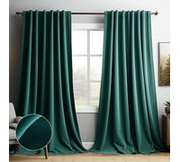 lot de 2 rideaux occultants Opaques Rideau de velours Rouleau à fronces Passage de tringle,Rideau thermique Chambre à coucher Salon Restaurant,Vert foncé L132xH305cm