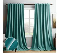 lot de 2 rideaux occultants Opaques Rideau de velours Rouleau à fronces Passage de tringle,Rideau thermique Chambre à coucher Salon Restaurant,Menthe turquoise L132xH274cm