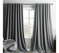 lot de 2 rideaux occultants Opaques Rideau de velours Rouleau à fronces Passage de tringle,Rideau thermique Chambre à coucher Salon Restaurant Café,Gris L132xH274cm