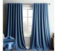 lot de 2 rideaux occultants Opaques Rideau de velours Rouleau à fronces Passage de tringle,Rideau thermique Chambre à coucher Salon Restaurant Café,Bleu L132xH274cm
