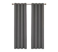 Lot de 2 Rideaux Occultants Pas Chers Thermique Isolation à Oeillets pour Décorative Bureau Chambre 140x220cm Gris Clair