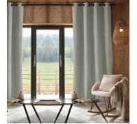 Lot de 2 rideaux occultants phoniques et thermiques doublés polaire ""Bjorn"" 100% opaque Le fil d'Ariane - Bjorn Eucalyptus - 2