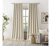 Lot de 2 Rideaux occultants plissés en Bouleau Naturel avec Crochets pour système de Rail et décoration bohème pour système de Rail et décoration bohème pour Salon, 101,6 x 304,8 cm (l x L), 2