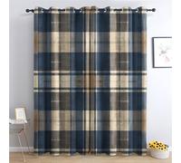 Lot de 2 rideaux occultants thermiques à œillets pour chambre à coucher et salon, style campagnard, 228,6 x 228,6 cm de long, motif tartan rustique