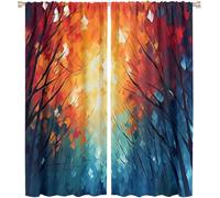 Lot de 2 rideaux occultants thermiques à œillets pour fenêtre de chambre d'enfant et chambre à coucher Motif paysage de forêt 3D