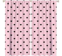 Lot de 2 rideaux occultants thermiques avec œillets - Motif chat 3D - Moderne - Décoration de fenêtre pour chambre d'enfant et bureau - Pour salon et chambre à coucher