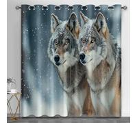 Lot de 2 rideaux occultants thermiques avec motif loups des neiges pour chambre à coucher, école, salle de classe, dortoir, 117,1 x 160 cm