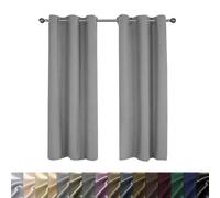 Lot de 2 rideaux occultants thermiques élégants en polyester avec doublure noire pour salon, gris clair, 80 x 90 cm, décoration d'intérieur