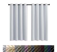 Lot de 2 rideaux occultants thermiques élégants et opaques en polyester pour chambre à coucher et salon avec attaches Blanc 250 x 150 cm