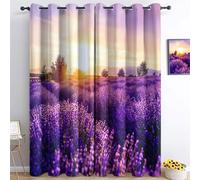 Lot de 2 rideaux occultants thermiques et isolants pour chambre d'enfant, salon, cuisine - Lavande - Violet - 140 x 160 cm