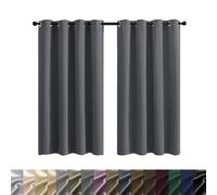 Lot de 2 rideaux occultants thermiques - Isolation thermique et froid - Avec doublure noire - Idéal pour la maison, la chambre à coucher - Gris foncé - 250 x 220 cm