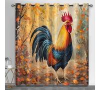 Lot de 2 rideaux occultants thermiques motif coq pour chambre de fille, paysage rural d'automne, peinture à l'huile animale, rideaux modernes pour embellir l'espace et protéger les meubles, 168 x