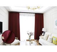 Lot de 2 rideaux occultants thermiques plissés épais pour décoration d'intérieur, lavables en machine, excellent savoir-faire, idéal pour chambre à coucher, 200 x 185 cm, rouge foncé