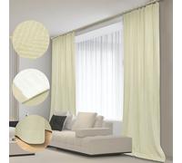 lot de 2 rideaux opaques à fronces avec passage de tringle, rideau en velours occultant en V gaufré beige L132xH213cm chambre à coucher salon