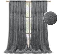 lot de 2 rideaux opaques à fronces avec passage de tringle,velours gaufré,rideau occultant chambre hôtel restaurant,gris 132x213cm