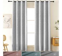 lot de 2 rideaux opaques à œillets étoile aspect lin,rideau occultant gris L 132x H 244cm chambre à coucher salon chambre d'enfant