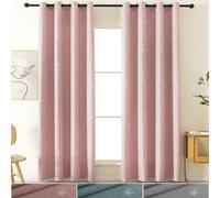 lot de 2 rideaux opaques à œillets Étoile aspect lin,Rideau occultant rose L 132x H 160cm Chambre à coucher Salon Chambre d'enfants