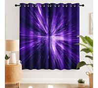 Lot de 2 Rideaux Opaques et occultants - Tunnel Purple Light Space Dynamic Digital Design Abstract Sci-FI - pour Ferme, Salon, Chambre à Coucher - 117 x 175 CM cm
