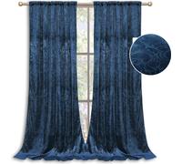 lot de 2 rideaux opaques fronceurs à passage de tringle,velours gaufré,rideau occultant chambre hôtel restaurant,bleu foncé 132x213cm