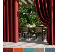 lot de 2 rideaux Outdoor résistants aux intempéries et étanches aux œillets, rideau de terrasse extérieur, pare-soleil pare-vent pare-vue Pavillon balcon,L132xH243cm rouge