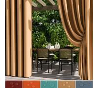 lot de 2 rideaux Outdoor résistants aux intempéries et étanches aux œillets, rideau de terrasse extérieur, pare-soleil pare-vent pare-vue pavillon balcon,L132xH213cm brun
