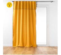 Lot de 2 Rideaux passants cache-volants en coton 140 x 240 cm Mistraline Moutarde