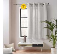 Lot de 2 Rideaux Petite Hauteur 135 x 180 cm - Twily Blanc - Polycoton
