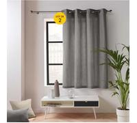 Lot de 2 Rideaux Petite Hauteur 135 x 180 cm - Twily Gris - Polycoton
