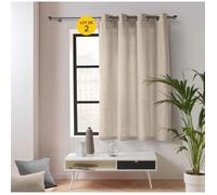 Lot de 2 Rideaux Petite Hauteur 135 x 180 cm - Twily Naturel - Polycoton