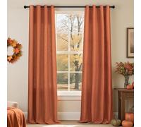 Lot de 2 rideaux semi-transparents en lin à œillets pour salon, chambre à coucher, salle à manger, décoration bohème rouge rouillé, 132 x 213 cm de long, orange brûlé