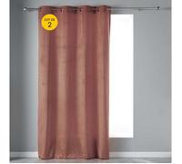 Lot de 2 Rideaux tamisant 140 x 240 cm velours doux Velvetine Rose