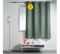 Lot de 2 rideaux tamisants 140 x 180 cm - Kaki, œillets métalliques, polyester