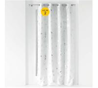 Lot de 2 rideaux tamisants 140 x 260 cm Bloomy Blanc/Argent œillets polyester métallisé