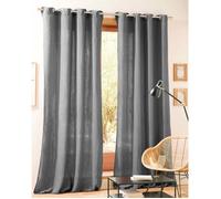 Lot de 2 rideaux tamisants à œillet 140 x 260 cm ""Gaze de Coton"" - Noah Ardoise