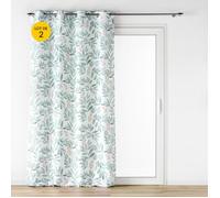 Lot de 2 rideaux tamisants Biovana vert 140 x 260 cm à œillets - 100% polyester