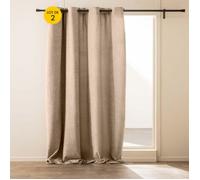Lot de 2 rideaux tamisants œillets 140 x 260 cm WINONY bouclette sable