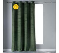Lot de 2 rideaux tamisants Velvetine Kaki 140 x 240 cm - velours & œillets métalliques