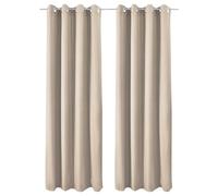 Beautissu Lot de 2 Rideaux - Rideau Thermique oeillet crème Amelie - 140x245 cm - Rideau Isolant à Oeillets