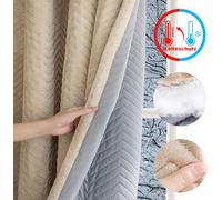 lot de 2 rideaux thermiques de protection contre le froid, avec bande de fronçage et passage de tringle, rideau occultant en flanelle, opaque 350g/m², salon, chambre à coucher 140x245cm Beige