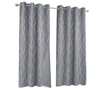 IDMarket - Lot de 2 rideaux thermiques gris anthracite motif courbe 140x240 cm