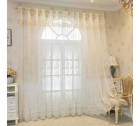 Lot de 2 rideaux transparents pour chambre à coucher, bordure en dentelle, 132 x 228,6 cm, rideaux de fenêtre transparents pour filtrer la lumière, tissu polyester élégant pour décoration d'intérieur.