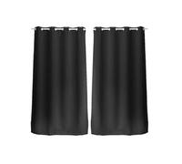 Toilinux - Lot de 2 Rideaux unis occultants avec œillets - 140 x 240 cm - Noir Noir