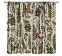 Lot de 2 rideaux vintage avec imprimé fougère vert forêt rétro pour chambre à coucher, salon, cuisine, 160 x 160 cm (l x L)
