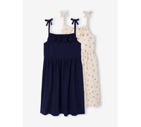 VERTBAUDETLot de 2 Robes à Bretelles Fille 1 imprimée + 1 uniemarine6A