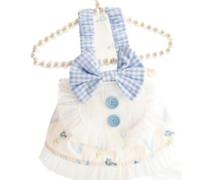 Lot de 2 robes de princesse pour chien - Vêtements pour animaux de compagnie - Jupe pour chiens et chats - Petit imprimé - Mignon et fin - Vêtements d'été blancs pour petits chiens (taille XS, bleu)